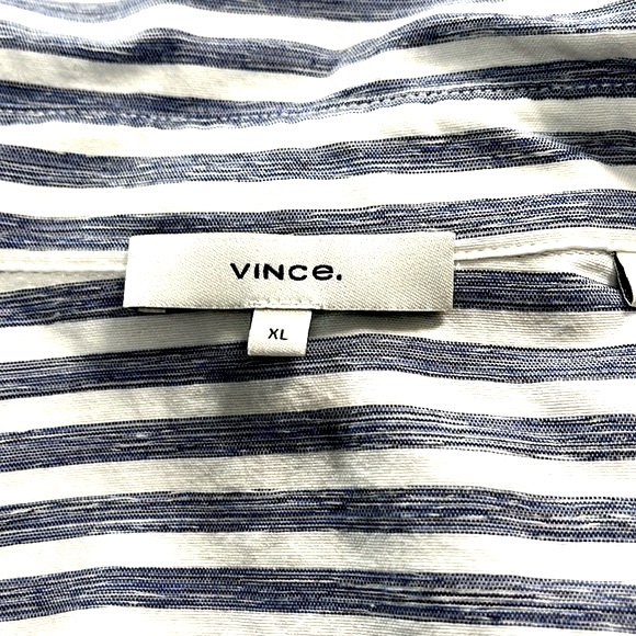 Vince Striped Belted Midi Shirt Dress, Blue/White, XL - Picture 12 of 13